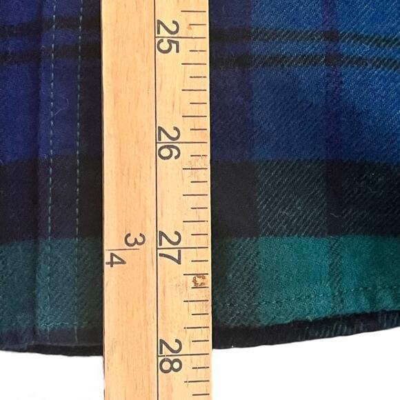 Lands End Plaid Flannel Button Down Shirt Womens 10 Blue Green Tartan Boyfriend - Picture 7 of 8